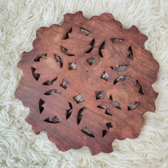 Vintage Wooden Handcarved Trivet - Picture 2 of 3